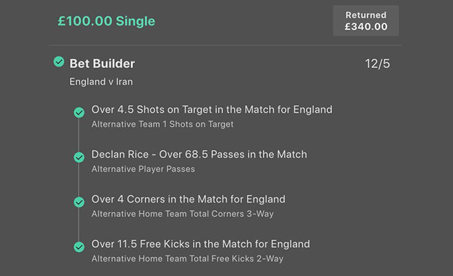 England betslip winner